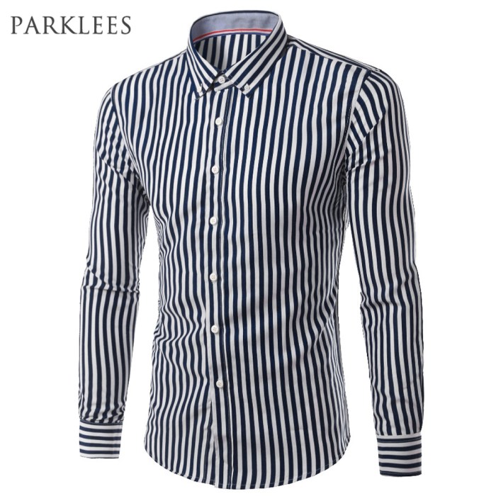 Black and white striped dress shirt mens