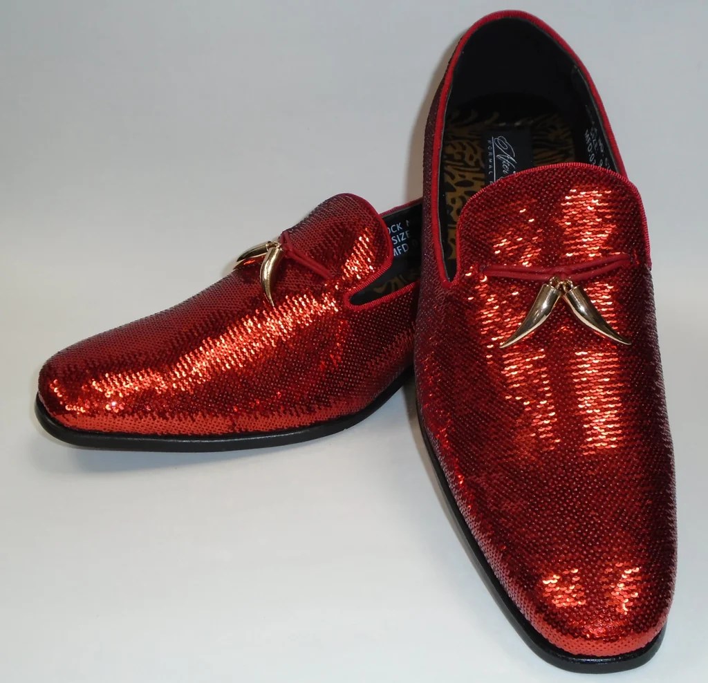 Red sparkly mens dress shoes