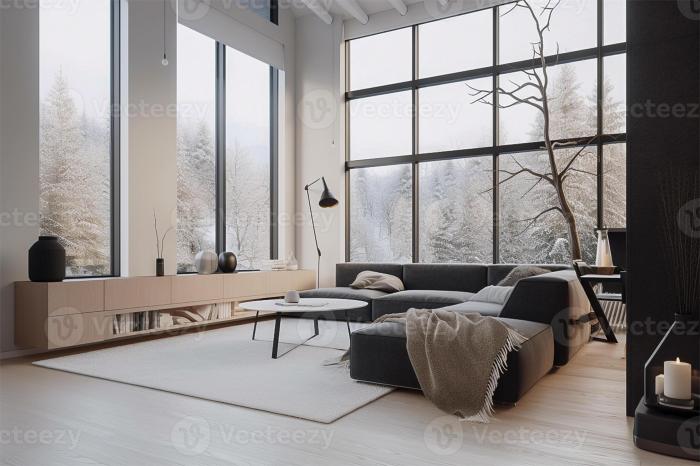 How to decorate big windows in living room